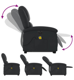 Fauteuil inclinable de massage électrique noir cuir véritable