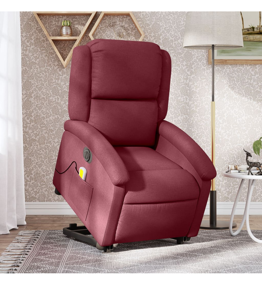 Fauteuil inclinable de massage électrique Rouge bordeaux Tissu