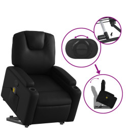 Fauteuil inclinable de massage Noir Similicuir