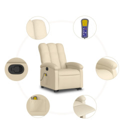 Fauteuil inclinable de massage Crème Tissu