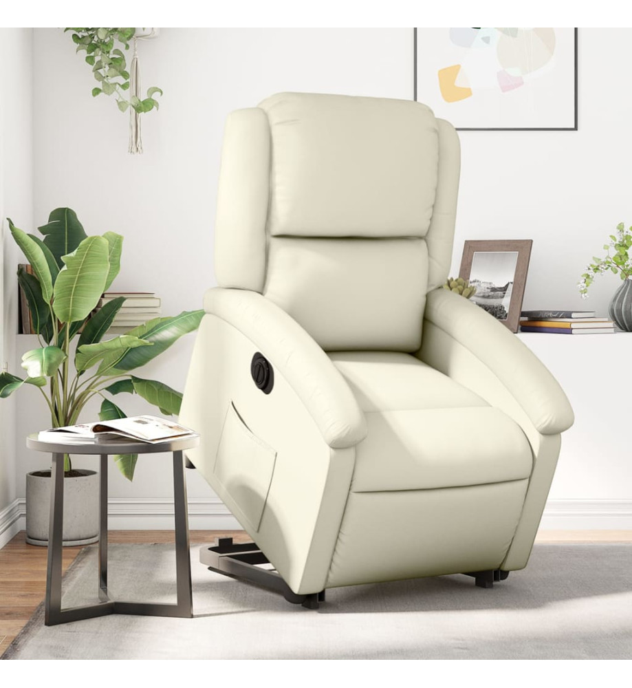 Fauteuil inclinable électrique crème similicuir