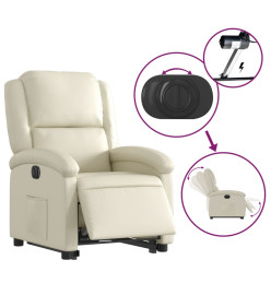 Fauteuil inclinable électrique crème similicuir