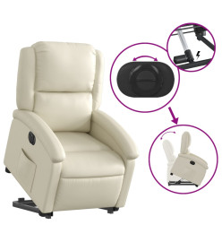 Fauteuil inclinable électrique crème similicuir