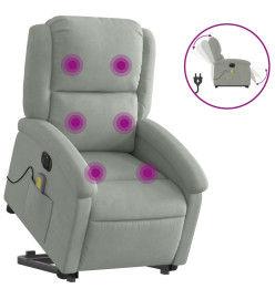 Fauteuil inclinable de massage électrique gris clair velours