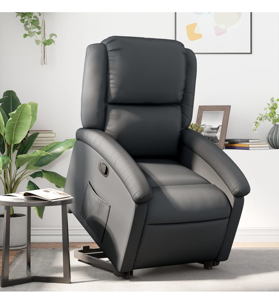 Fauteuil inclinable noir cuir véritable