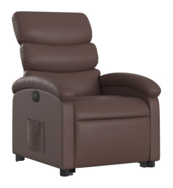 Fauteuil inclinable électrique marron similicuir