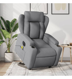 Fauteuil inclinable de massage électrique Gris clair Tissu