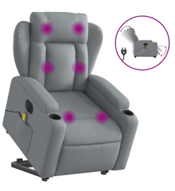 Fauteuil inclinable de massage électrique Gris clair Tissu