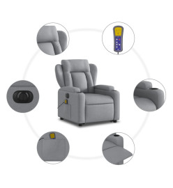 Fauteuil inclinable de massage électrique Gris clair Tissu