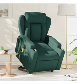 Fauteuil inclinable de massage électrique Vert foncé Tissu