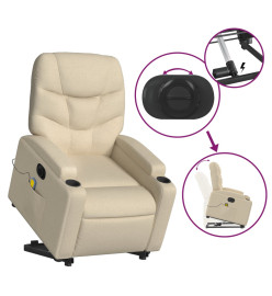 Fauteuil inclinable de massage électrique Crème Tissu