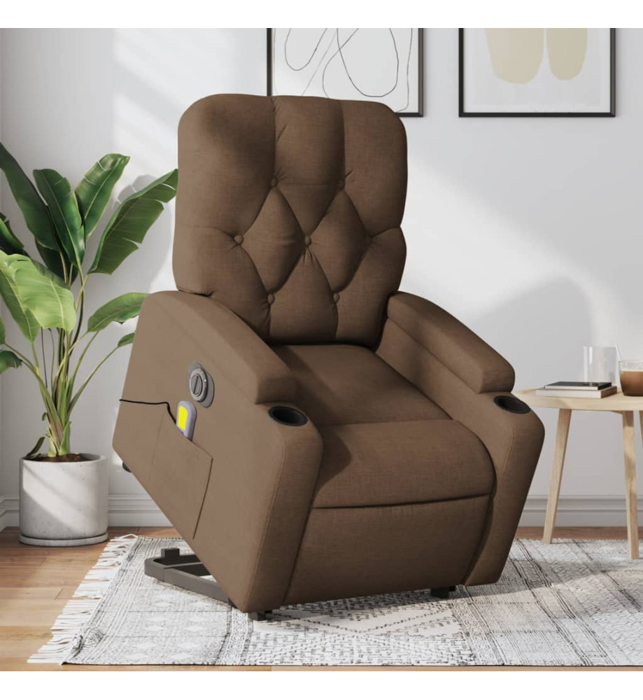 Fauteuil inclinable de massage électrique Marron Tissu