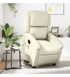 Fauteuil inclinable de massage électrique crème similicuir