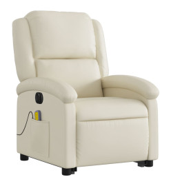 Fauteuil inclinable de massage électrique crème similicuir