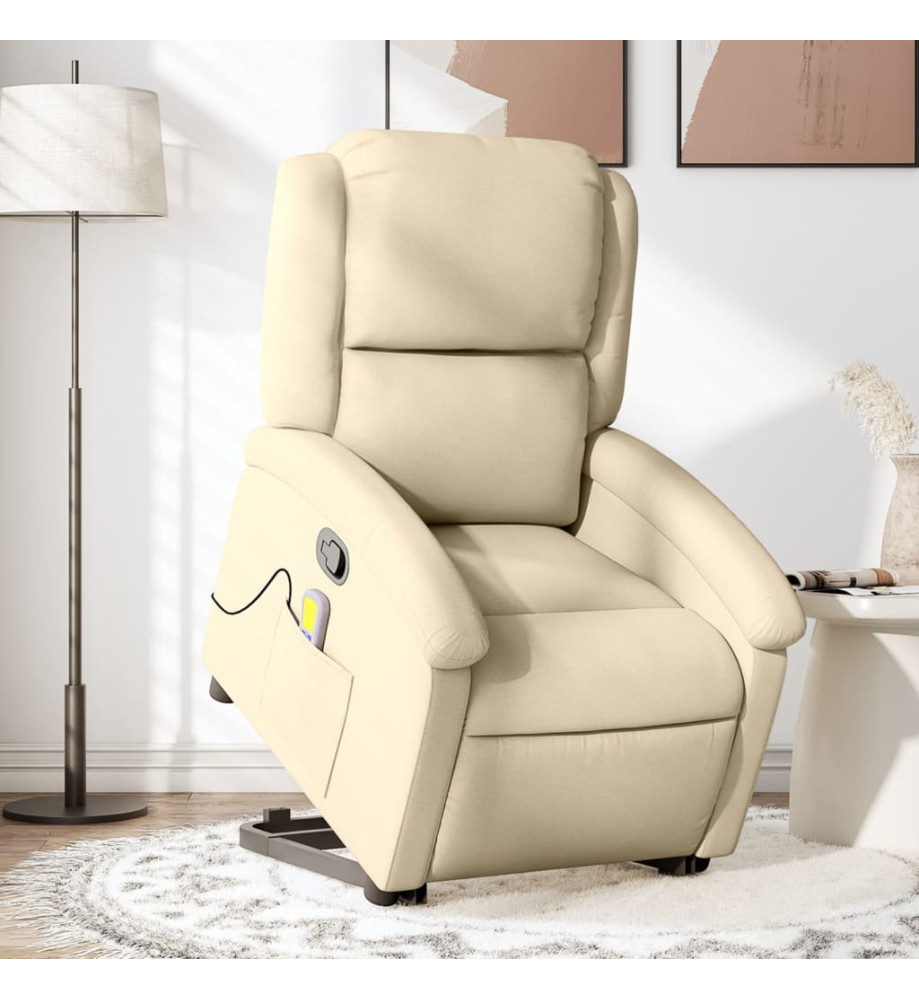 Fauteuil inclinable de massage Crème Tissu