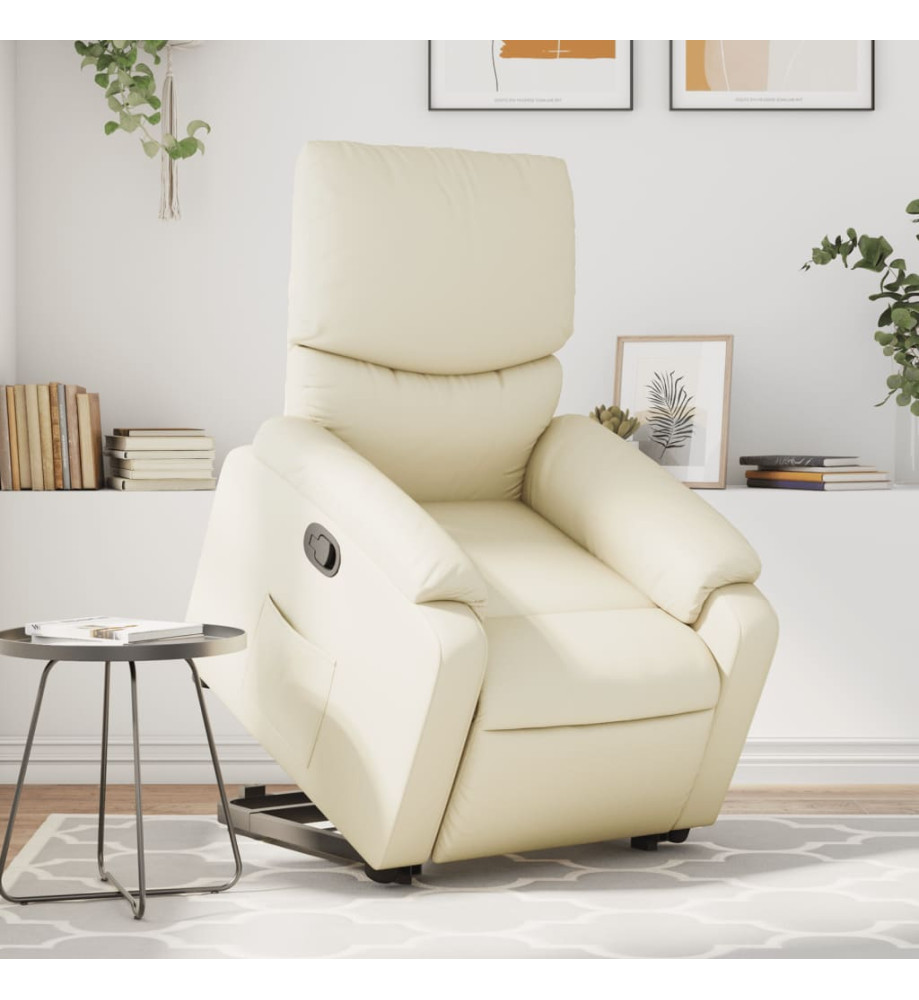 Fauteuil inclinable de massage Crème Similicuir