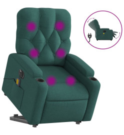 Fauteuil inclinable de massage électrique Vert foncé Tissu