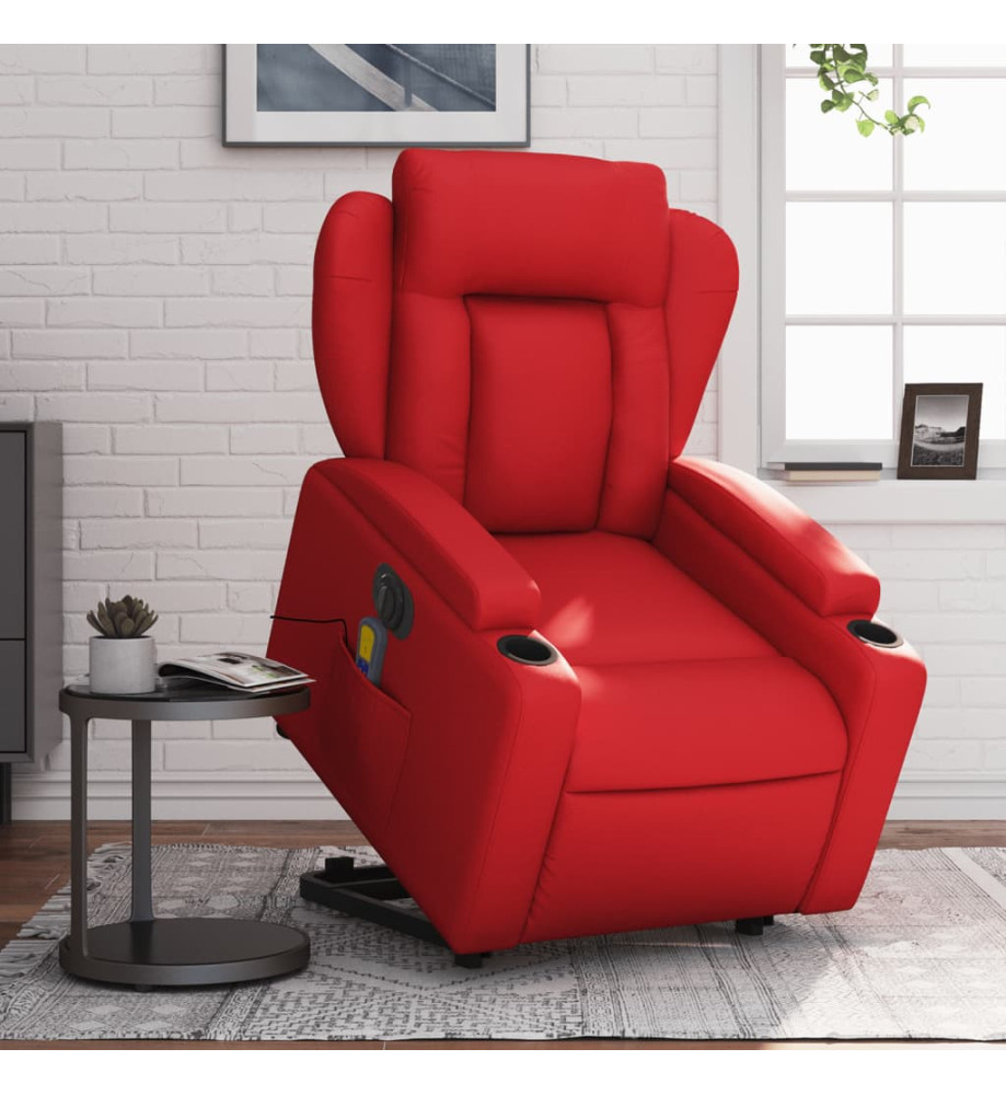 Fauteuil inclinable de massage électrique rouge similicuir