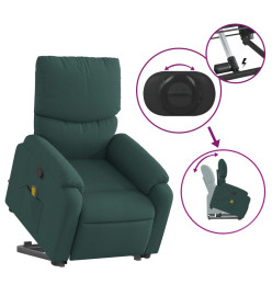 Fauteuil inclinable de massage Vert foncé Tissu