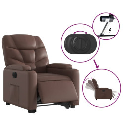 Fauteuil inclinable électrique marron similicuir