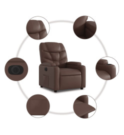 Fauteuil inclinable électrique marron similicuir