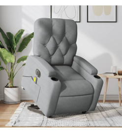 Fauteuil inclinable de massage électrique Gris clair Tissu