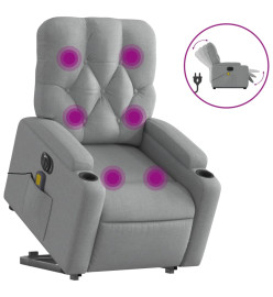 Fauteuil inclinable de massage électrique Gris clair Tissu