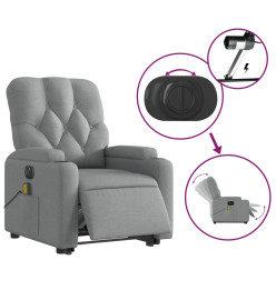 Fauteuil inclinable de massage électrique Gris clair Tissu