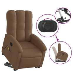 Fauteuil inclinable de massage électrique Marron Tissu