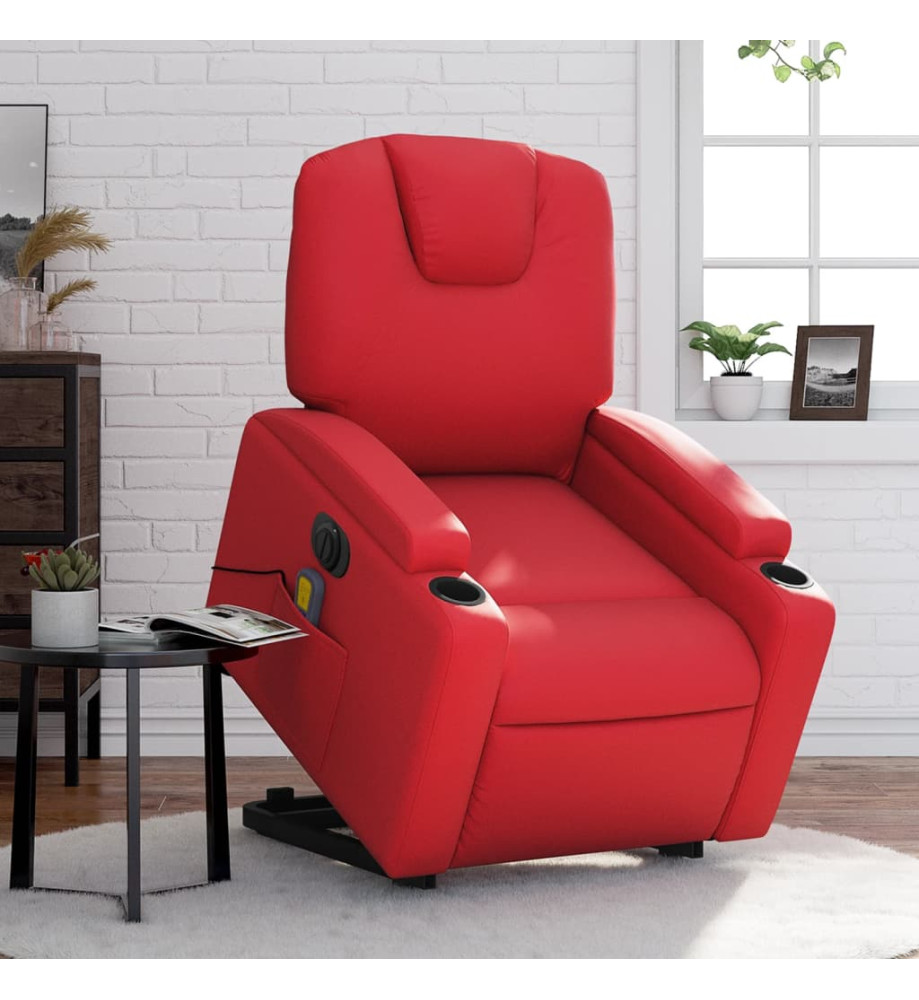 Fauteuil inclinable de massage électrique rouge similicuir