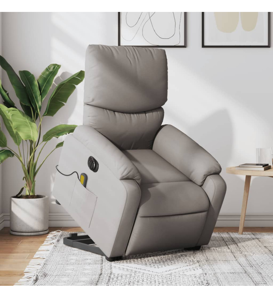 Fauteuil inclinable de massage électrique Taupe Tissu