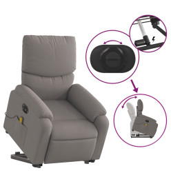 Fauteuil inclinable de massage électrique Taupe Tissu