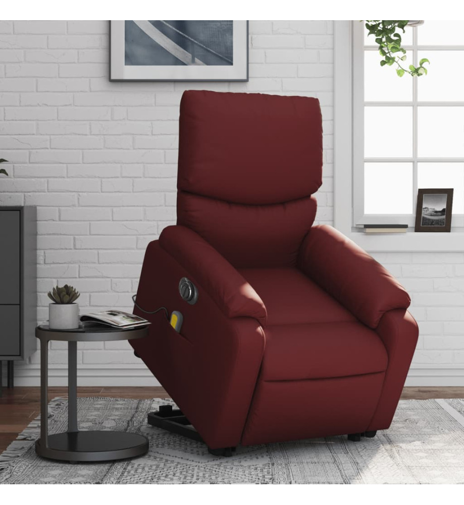 Fauteuil inclinable de massage électrique rouge bordeaux