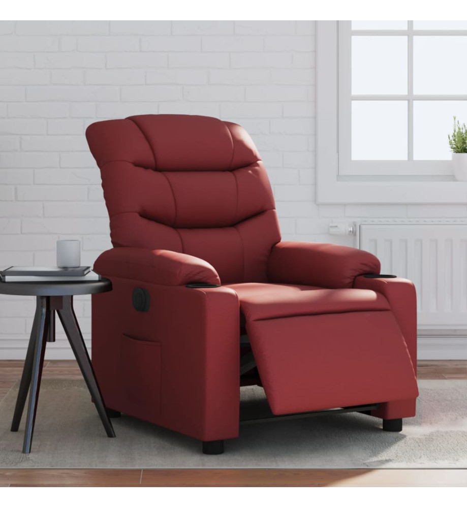 Fauteuil inclinable électrique Rouge bordeaux Similicuir