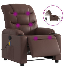 Fauteuil de massage inclinable électrique marron similicuir