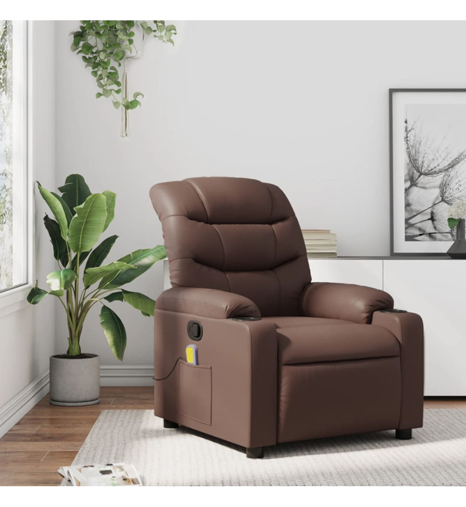 Fauteuil de massage inclinable Marron Similicuir