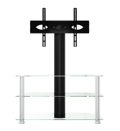 Meuble TV d'angle 3 niveaux pour 32-70 pouces noir et argenté