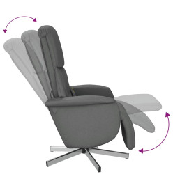 Fauteuil inclinable de massage et repose-pieds gris foncé tissu