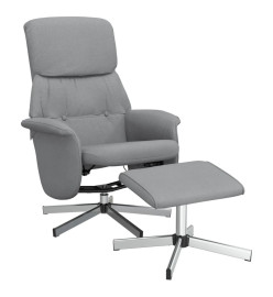 Fauteuil inclinable avec repose-pied gris clair tissu