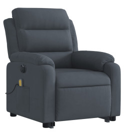 Fauteuil inclinable de massage électrique gris foncé velours