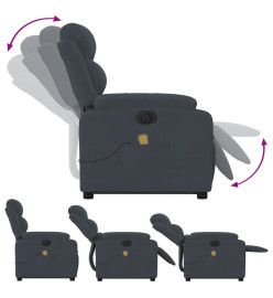 Fauteuil inclinable de massage électrique gris foncé velours