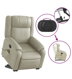 Fauteuil inclinable de massage Crème Similicuir