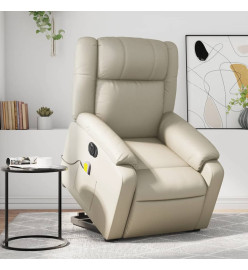 Fauteuil inclinable de massage électrique crème similicuir