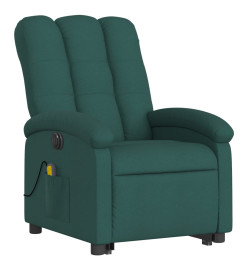 Fauteuil inclinable de massage électrique Vert foncé Tissu