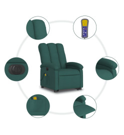 Fauteuil inclinable de massage électrique Vert foncé Tissu