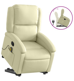 Fauteuil inclinable crème cuir véritable