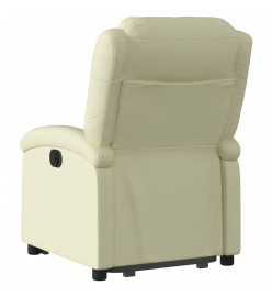 Fauteuil inclinable crème cuir véritable