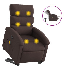 Fauteuil inclinable de massage électrique Marron foncé Tissu