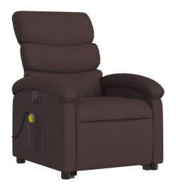 Fauteuil inclinable de massage électrique Marron foncé Tissu