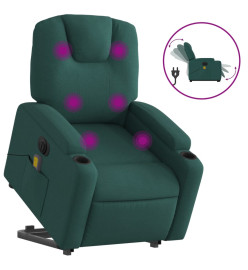 Fauteuil inclinable de massage électrique Vert foncé Tissu